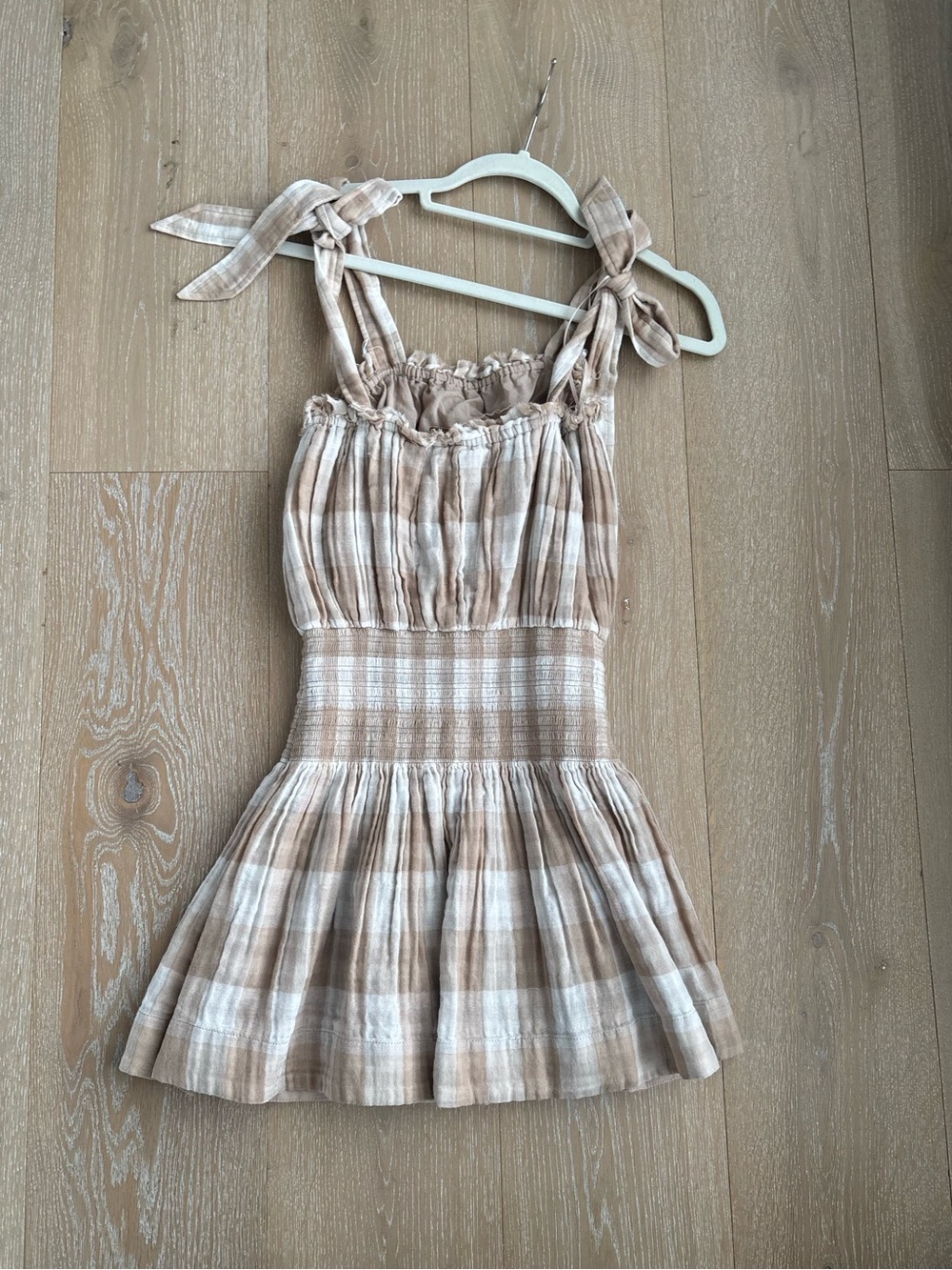 Ramy Brooke brown and white gingham dress.